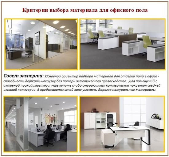 Какой материал лучше положить на пол в офисе